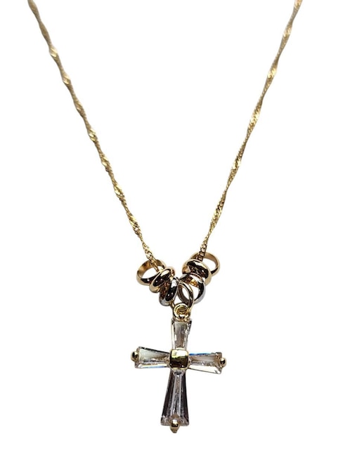 Collar con dije de cruz Limerence By Claudia Herrera de oro laminado 14 K