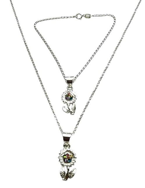 Collar y pulsera de flor Limerence By Claudia Herrera de plata P 925 zirconia
