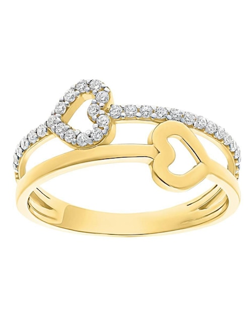 Anillo de corazón Joyería M De Leon 10 k de oro zirconia brillante
