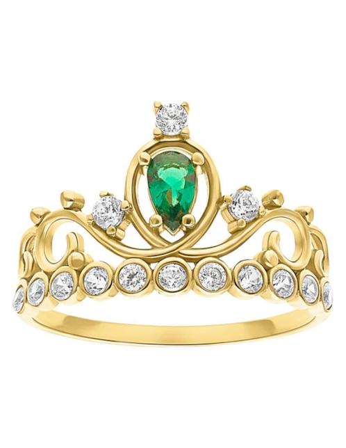 Anillo de corona Joyería M De Leon 10 k de oro zirconia brillante