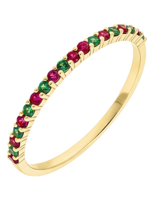 Anillo circular Joyería M De Leon 10 k de oro zirconia brillante