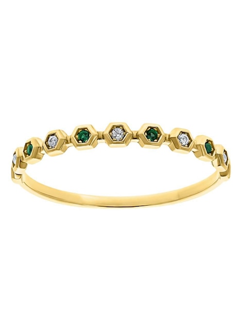 Anillo circular Joyería M De Leon 10 k de oro zirconia brillante