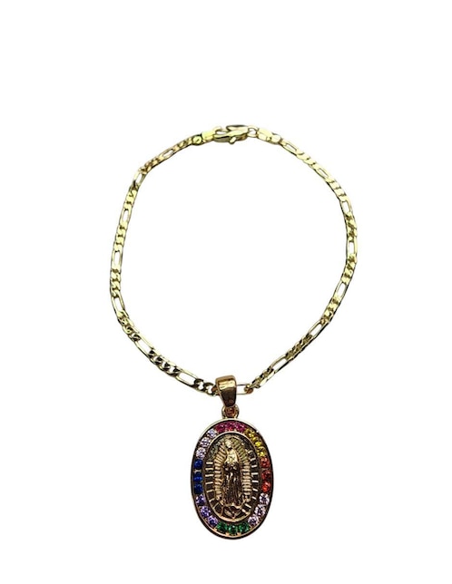 Pulsera Limerence by Claudia Herrera de oro laminado zirconia 14 K Virgen de Guadalupe acabado pulido