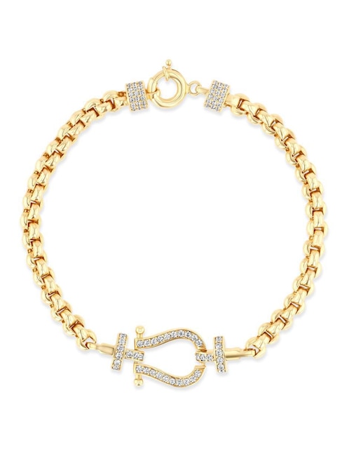 Pulsera Joyerias Bizzarro de oro amarillo con zirconia 14 k acabado brillante