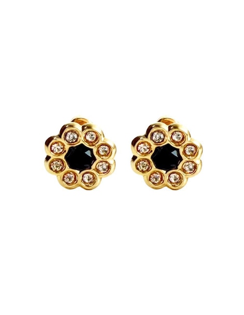 Broqueles de flor Mancini de oro 10 K con acabado brillante zirconia