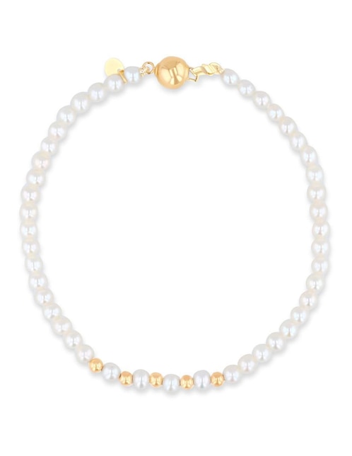 Pulsera Joyerias Bizzarro de oro amarillo con perla 14 k acabado brillante