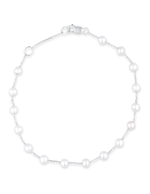 Pulsera Joyerias Bizzarro de oro blanco con perla 14 k acabado brillante