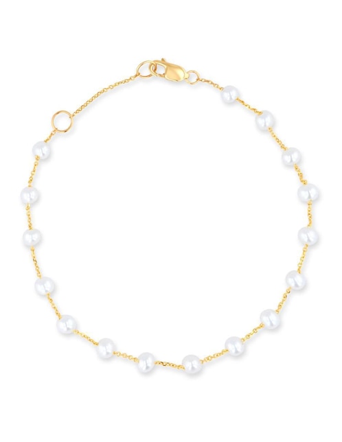 Pulsera Joyerias Bizzarro de oro amarillo con perla 14 K acabado brillante