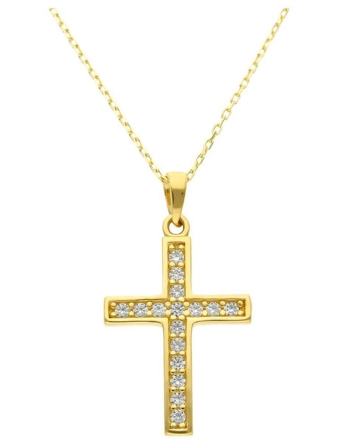 Collar con dije de cruz de oro amarillo 14 K