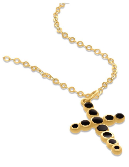 Collar con dije Jesucristo de cruz de oro amarillo 14 K