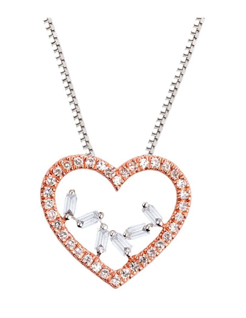 Collar con dije de corazón de oro rosa 14 K 1