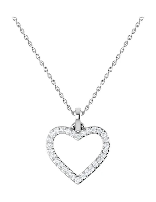 Collar con dije de corazón de oro blanco 14 K