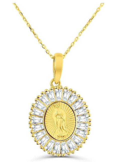 Collar con dije de Virgen de Guadalupe Joyerias Bizzarro de oro amarillo 14 k