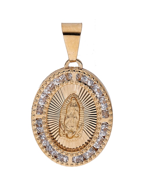 Medalla ovalada de oro 14 k zirconia 1