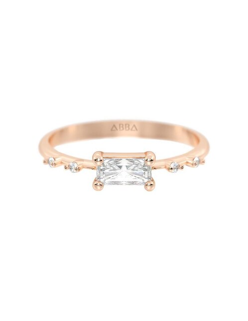 Anillo rectangular 14 k de oro zirconia brillante 1