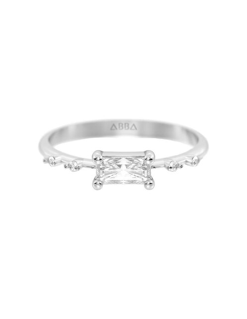 Anillo rectangular 10 k de oro zirconia brillante 1