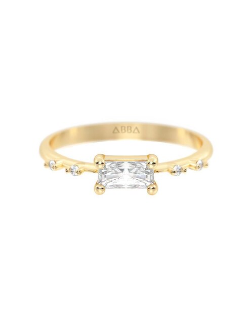 Anillo "de (si aplica)" rectangular abba joyas sin familia no aplica 14 k "de" oro zirconia brillante