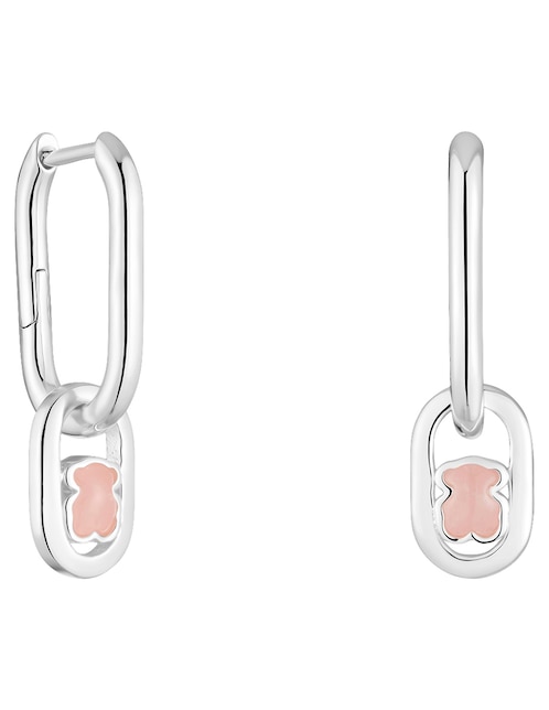 Aretes de oso Tous Camille de plata p 925 con acabado brillante cuarzo rosa