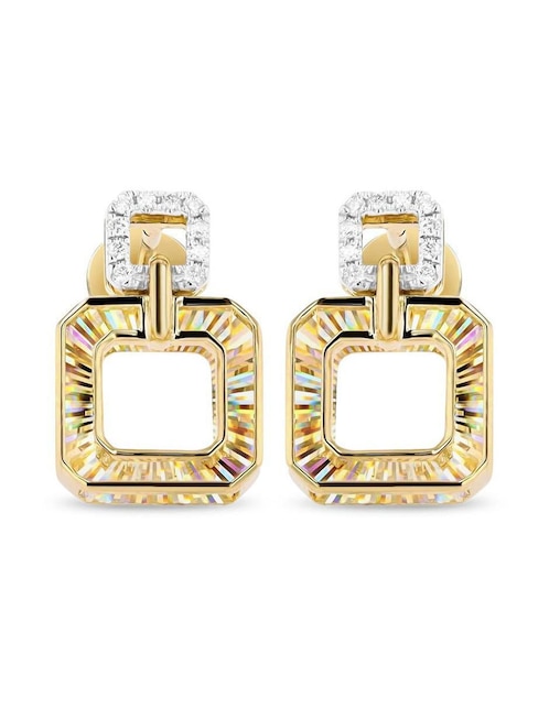 Broqueles de cuadrada Joyerias Bizzarro de oro amarillo 14 k con acabado brillante diamante