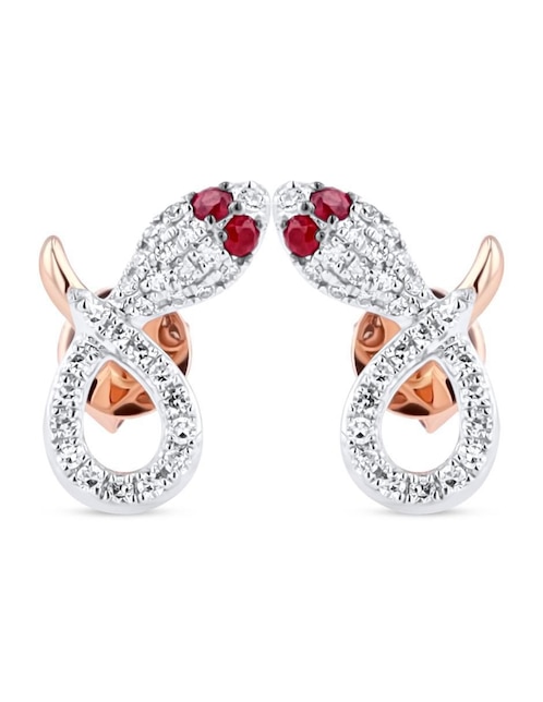 Broqueles de serpiente Joyerias Bizzarro de oro rosa 14 k con acabado brillante diamante