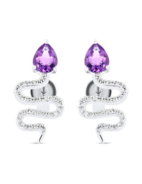 Broqueles de serpiente Joyerias Bizzarro de oro blanco 14 k con acabado brillante diamante