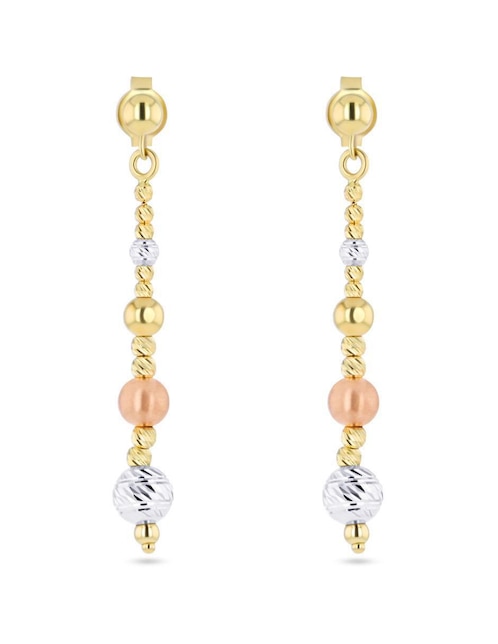 Aretes corto de esfera Joyerias Bizzarro de oro florentino 14 k con acabado brillante