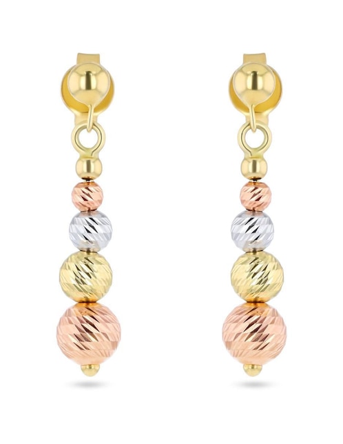 Aretes cortos de esfera Joyerias Bizzarro de oro florentino 14 k con acabado brillante