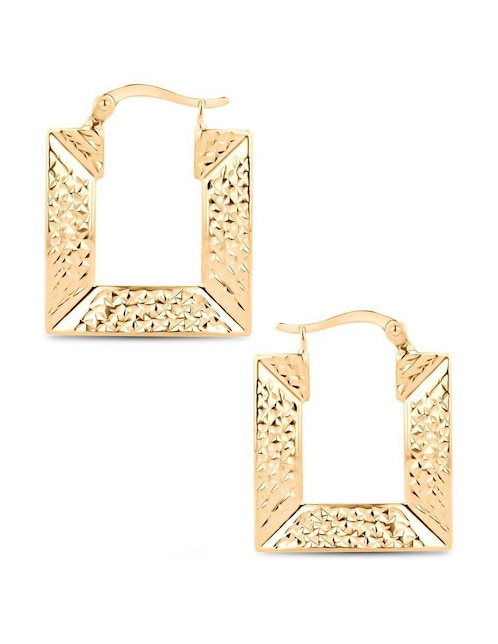 Arracadas cuadradas de oro amarillo 14 k con acabado" brillante Arracadas cuadradas de oro amarillo 14 k con acabado" brillante