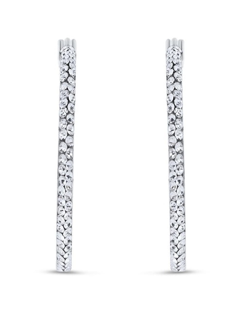 Arracadas circulares Joyerias Bizzarro de oro blanco 14 k con acabado brillante zirconia