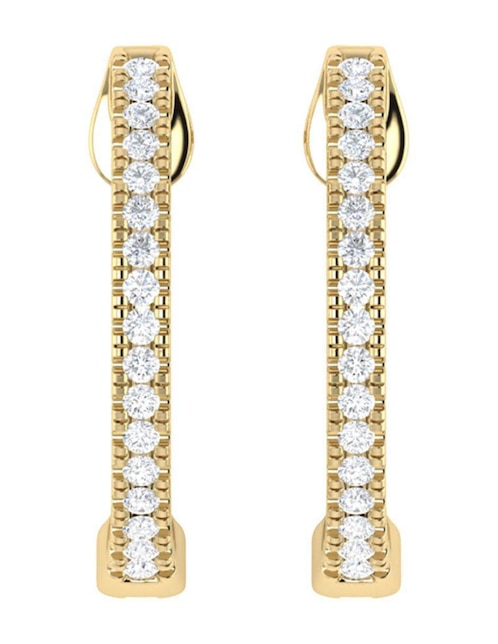 Arracadas circulares Joyerías Bizzarro de oro amarillo 14 K con acabado brillante diamante