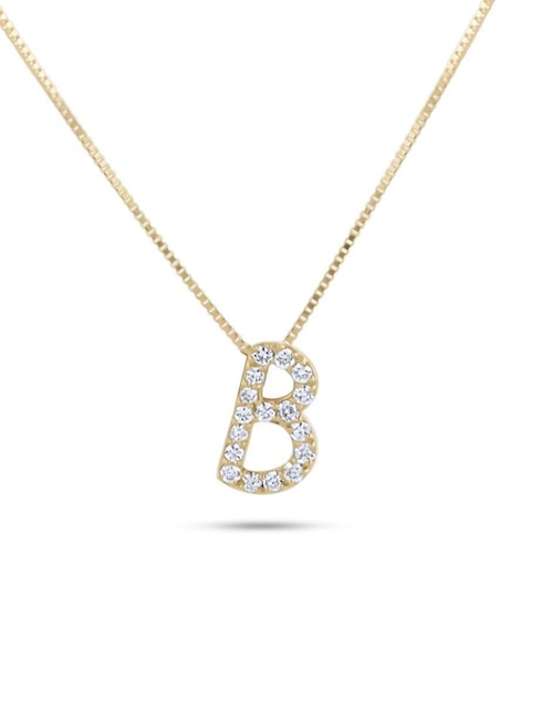 Collar con dije de letra B Joyerías Bizzarro de oro amarillo 14 K