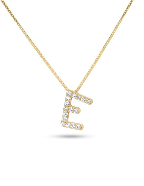Collar con dije de letra E de oro amarillo 14 K