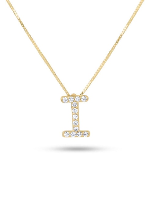 Collar con dije Letra I Joyerías Bizzarro de oro amarillo 14 K