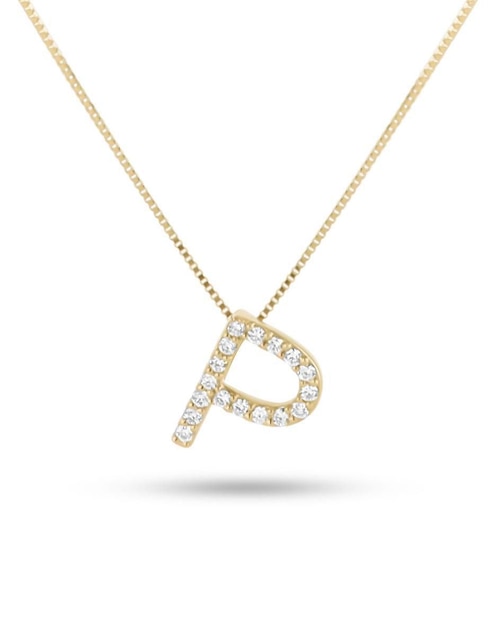 Collar con dije Letra P Joyerías Bizzarro de oro amarillo 14 K