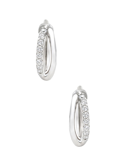 Arracadas de oro blanco14 K con acabado brillante diamante 1