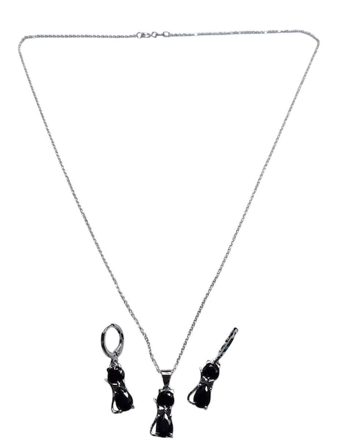 Aretes y collar de gato Limerence By Claudia Herrera de plata P 925 zirconia