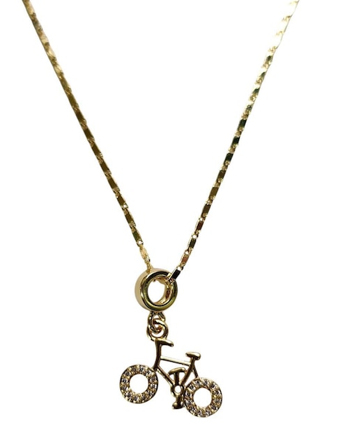 Collar con dije de bicicleta Limerence By Claudia Herrera de oro laminado 14 K