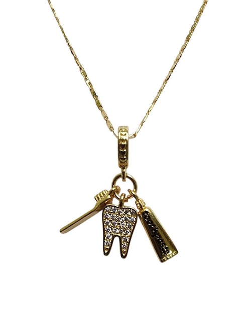 Collar con dije de muela Limerence By Claudia Herrera de oro laminado 14 K