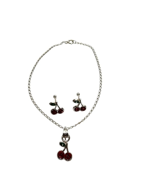 Aretes y pulsera Limerence by Claudia Herrera Cerezas de plata P 925 zirconia