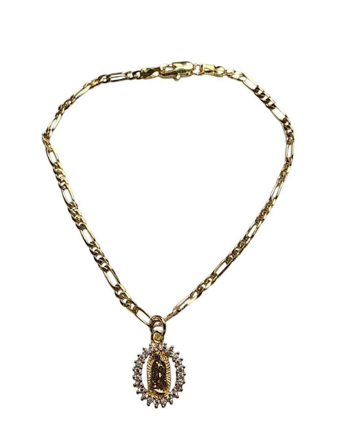 Pulsera limerence by Claudia Herrera de oro laminado con zirconia 14 K  Virgen Guadalupe