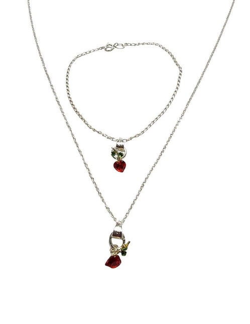 Collar y pulsera de corazón Limerence by Claudia Herrera Cerezas de plata 925 zirconia