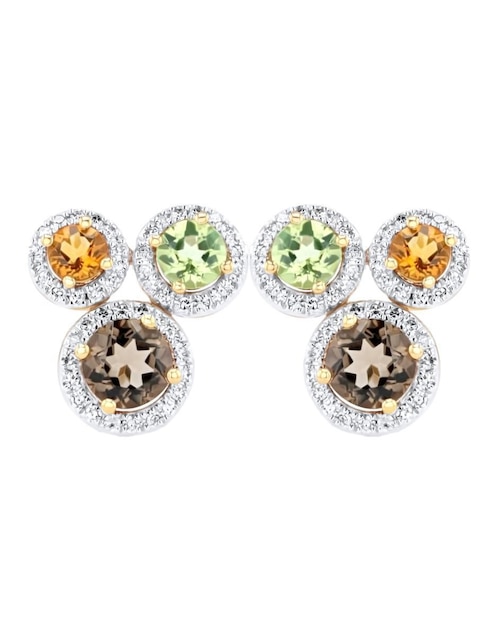 Broqueles circulares Joyerias Bizzarro de oro amarillo 14 K con acabado brillante diamante