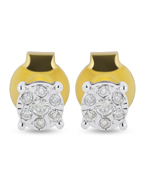 Broqueles circulares Joyerias Bizzarro de oro amarillo 10 K con acabado brillante diamante