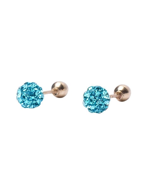 Broqueles de esfera de oro 10 K con acabado pavé zirconia Broqueles de esfera de oro 10 K con acabado pavé zirconia