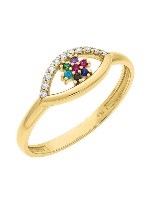 Anillo circular Joyería M De Leon 10 k de oro amarillo zirconia brillante