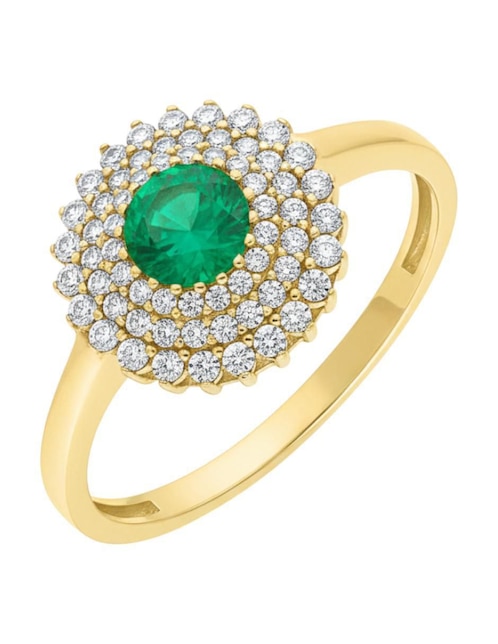 Anillo circular Joyería M De Leon 10 k de oro amarillo zirconia brillante
