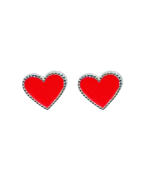 Broqueles de corazón Mardia de plata P 925 con acabado esmaltado