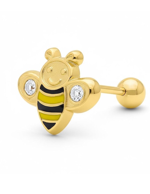 Broquel individual de abeja de oro amarillo 10 K con acabado brillante 1