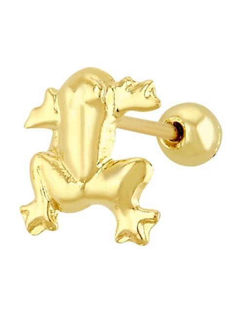 Arete de rana de oro amarillo 10 K con acabado brillante 1