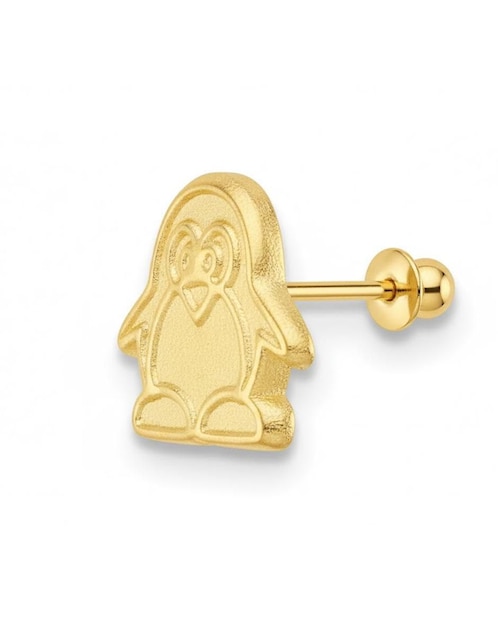 Arete de pingüino de oro amarillo 10 K con acabado brillante 1